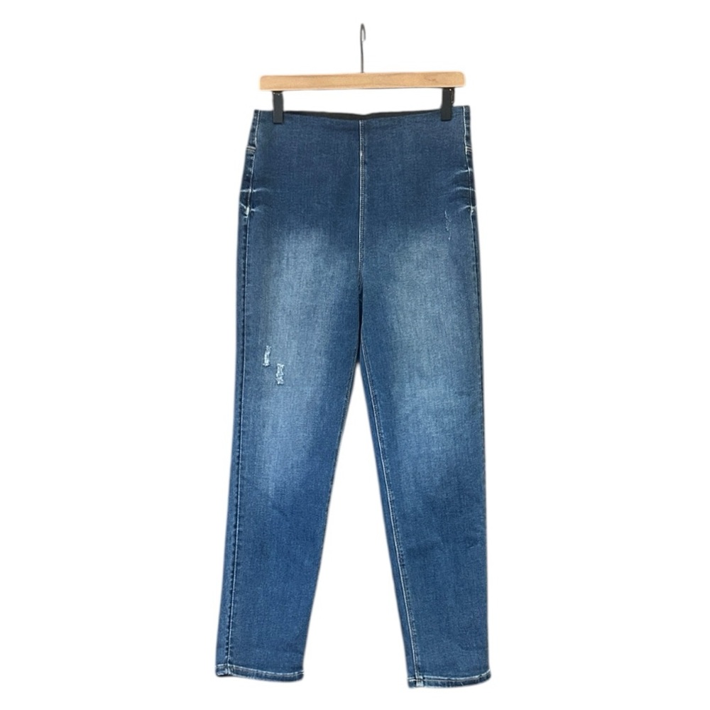 Risen Jeans High Rise Pull On Straight Leg Denim Jeans Size Medium NEW